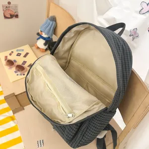 Checkered student backpack lightweight daily casual campus travel bookbag with multiple pockets