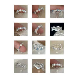 Sweet light luxury blue star butterfly ring ins niche design open ring for women trendy