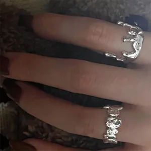 Minimalistischer Kupfer Open Ring Für Frauen Gold Silber Plattiert Unregelmäßige Wassertropfen Geometrisch Mode Schmuck