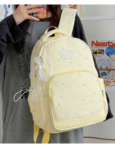 French style lace star print cute school backpack casual daily travel student bag
