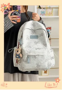 Cute bear tie-dye school backpack large capacity casual commuter daypack for men and women
