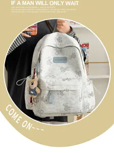 Cute bear tie-dye schoolbag, casual large capacity commuting backpack for men and women.