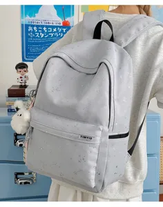 American college style star print backpack for student daily casual school travel bag