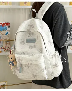 Cute bear tie-dye backpack large capacity casual school bag for women and men commuter travel