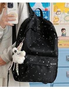 American college style star print backpack student casual daily school bag chic cute bookbag
