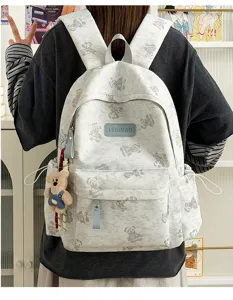 Unisex cute bear tie-dye school bag large capacity casual fashion commuting backpack