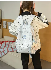 Cute star print casual backpack for school teen girls multi-compartment book bag daily