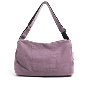 Purple canvas shoulder bag casual messenger bag for daily wear and outdoor travel use