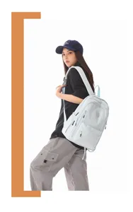 Casual nylon backpack large capacity school bag for teen girls light blue waterproof bag