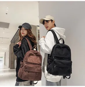Lässiger Wildleder Rucksack mit großer Kapazität Schulranzen für Damen und Herren.