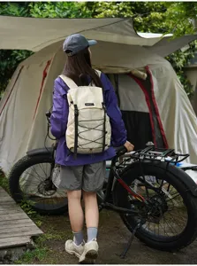 Detail view of lightweight outdoor camping backpack, ultra-thin portable folding design.