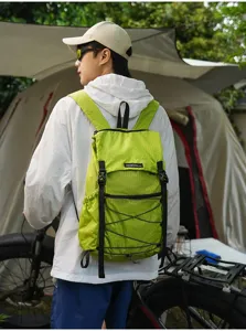 Lightweight folding backpack for outdoor hiking, travel and daily sports, green breathable.