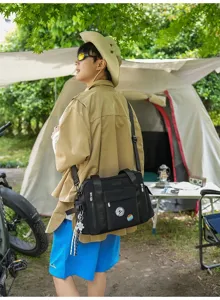 Borsa tote in tela da campeggio all'aperto borsa a tracolla casual da viaggio multifunzione
