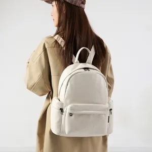 Women white PU leather backpack large capacity casual commuter travel fashion trend bag