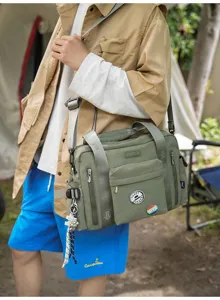Borsa tote in tela da campeggio all'aperto, elegante borsa a tracolla da viaggio casual.