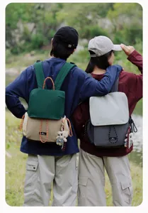 Couple casual outdoor hiking backpack with cute bear pendant, stylish daily dual shoulder bag