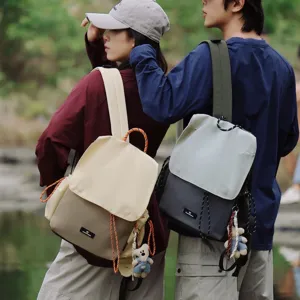 Casual couple backpack for outdoor hiking and daily commute with stylish contrast design.