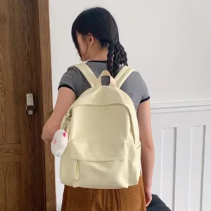 Femmes Casual Imperméable Cuir Synthétique École Sac à Dos Grande Capacité Couleur Unie Sac Quotidien Pour Étudiants