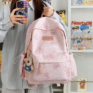 Cute bear tie-dye backpack for men and women, casual large capacity stylish commuter school bag.