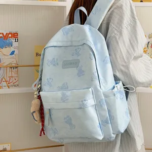 Cute tie-dye bear backpack for men and women, large capacity stylish casual campus commuting bag.