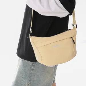 Bolso cruzado informal de nailon para hombres y mujeres, elegante bolso amarillo claro diario.