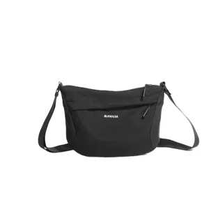 Bolso cruzado de nailon negro para hombres y mujeres, bolso de pecho simple y elegante.