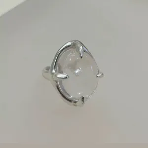 Anillo abierto de cristal transparente, joya moderna plateada para dedo llamativa.