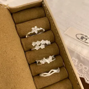 Exquisite silver flower butterfly open rings detail, sweet and cool stackable design for women.