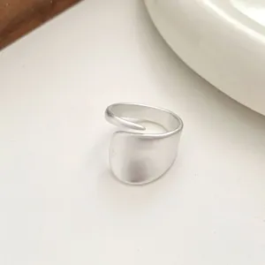 Minimalist matte silver irregular geometric open ring for women stylish daily finger jewelry