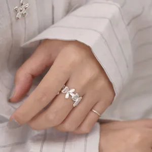 Süßer Blumen Blüten Ring silber verstellbar trendiger minimalistischer Damenschmuck Alltag