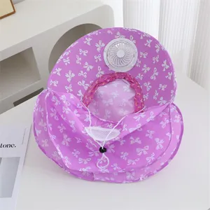 Chapeau de soleil d'été avec ventilateur solaire pour femmes, casquette anti-UV pour l'extérieur.