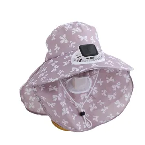 Chapeau de soleil d'été ventilateur solaire avec masque facial respirant protection UV femme
