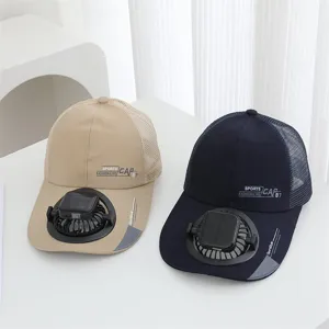 Solar Power Cooling Fan Baseball Cap For Men Women Outdoor Sun Protection Long Brim Mesh Embroidery Sport Style Hat Gift