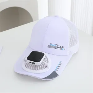 Summer solar charging fan baseball cap outdoor sun protection mesh snapback hat
