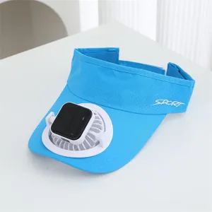 Chapeau de ventilateur solaire d'été séchage rapide visière de sport chapeau bleu clair
