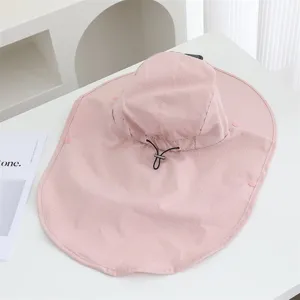 Summer solar powered fan sun protection hat outdoor large brim fishing sunshade shawl cap