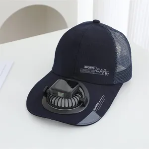 Summer solar charging fan baseball cap outdoor sun protection mesh extended brim hat for men