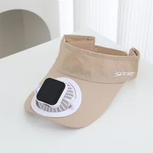 Chapeau visière solaire d'été avec ventilateur, casquette sport extérieure séchage rapide.