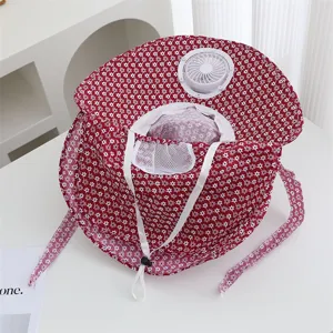 Chapeau de soleil multifonctionnel pour femme avec ventilateur solaire et motif floral