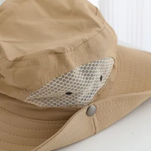 Outdoor breathable sun protection fishing hat mesh detail close up view summer cap