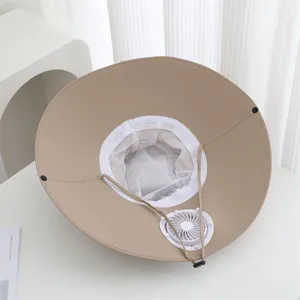 Chapeau de soleil avec ventilateur de refroidissement solaire pour travail en plein air, blanc.
