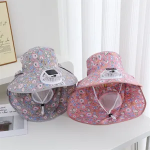 Women sun protection hat large brim solar fan breathable face cover tea picking cap