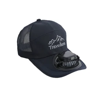 Unisex rechargeable solar fan baseball cap for outdoor hiking sun protection mesh hat