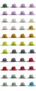 Breite Krempe Wollfilz Fedora Hut für Damen, elegante Herbst Winter Jazz Kappe mit Gürtel.