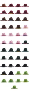 Modischer koreanischer Woll-Fedora-Hut mit breiter Krempe und Gürtel für elegante Damen.