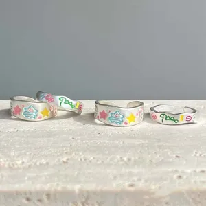 Cute Hand Painted Graffiti Christmas Tree Open Ring For Women Trendy Copper Little Dinosaur Adjustable Index Finger Ring Jewelry Gift