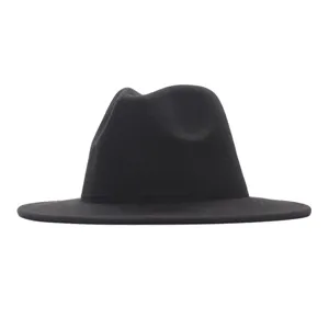 Eleganter Fedora Hut Mit Breiter Krempe Für Damen Und Herren Wollfilz Jazz Hut Einfarbig Herbst Winter Klassischer Panama Hut