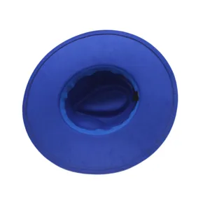 Blaue breite Krempe Jazz Hut Damen Herren Herbst Winter Mode Wollfedora Kappe elegante britische Stil