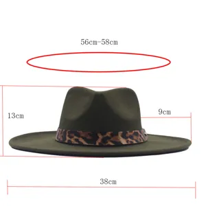 Chapeau fedora en feutre de laine automne hiver pour femme large bord style jazz imprimé