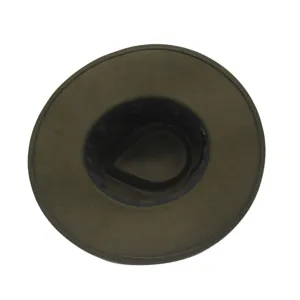 Chapeau fedora en laine à large bord vert olive pour femme, chapeau de jazz feutré.